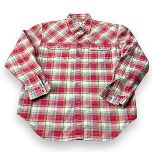 Calvin Klein Shirt Mens Medium Red‎ Plaid Long Sleeve Button Down Collar Shirt